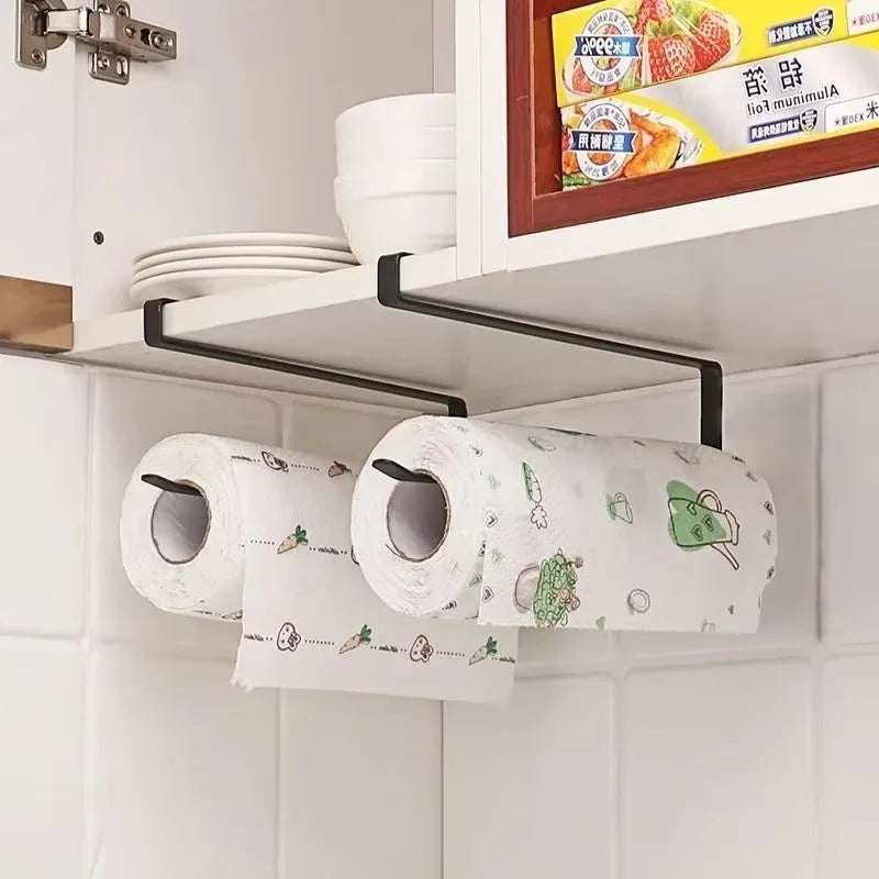 Wall Mounted Kitchen Tissue Rack Metal Non Perforated Roll Paper Qme
