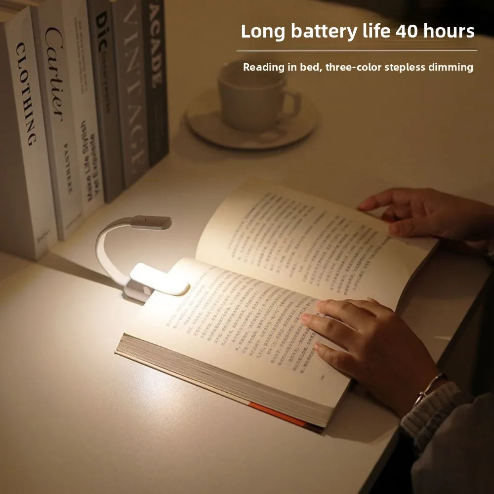 Rechargeable USB Clip LED Reading Light Mini Night Book Lamp With 3 Brightness Levels For Travel Bedroom Study Reading Qme