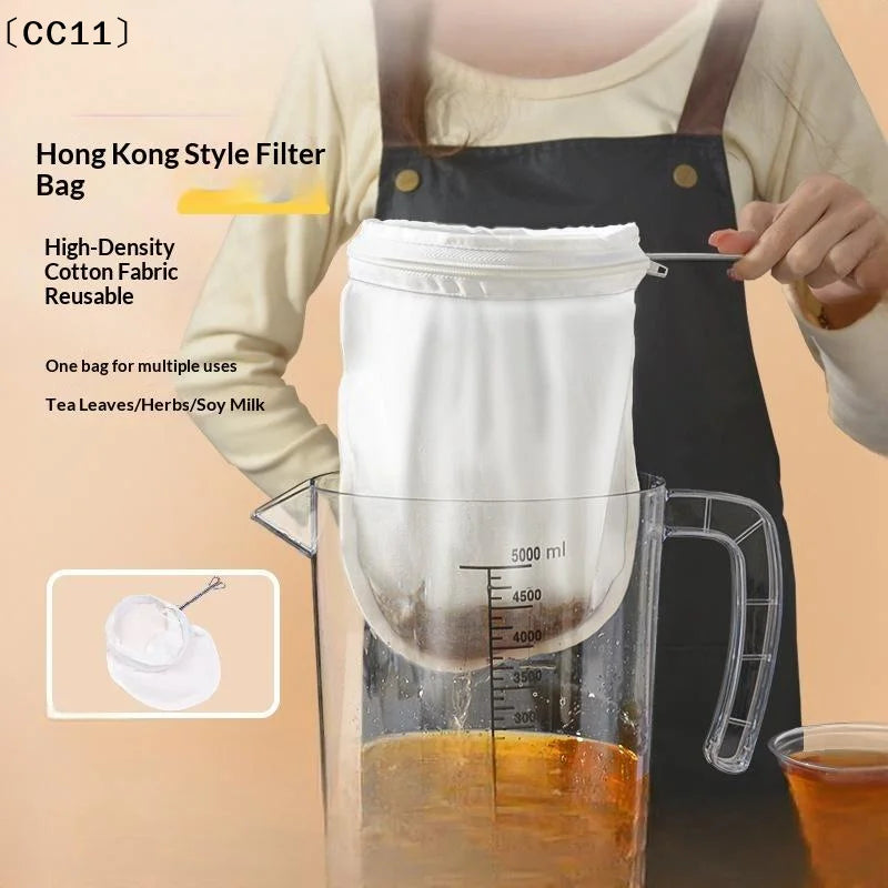 Reusable Fine Cotton Tea Filter Detachable Stainless Steel Handle Qme