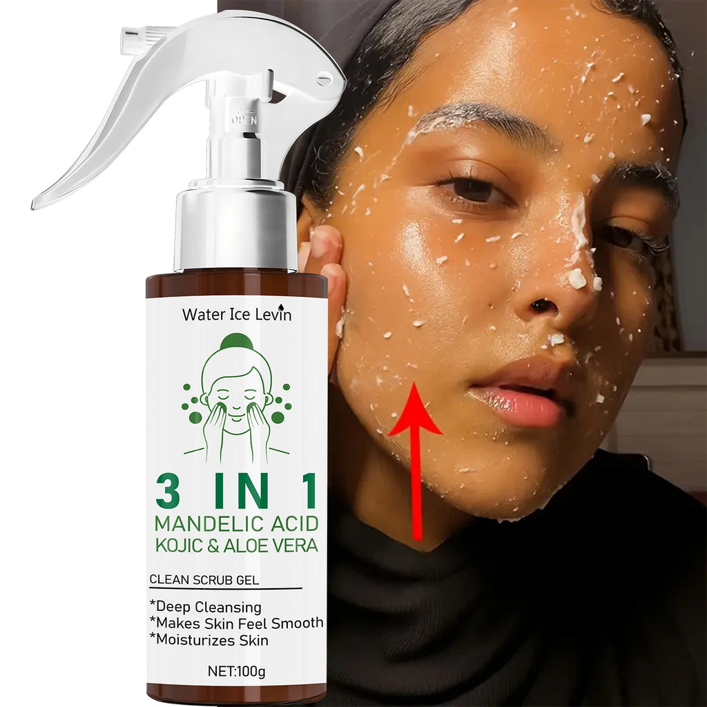 3 in 1 Mandelic Acid & Kojic Clean Scrub Gel with Aloe Vera - Deep Cleansing & Moisturizing for Smooth, Confident Skin Qme