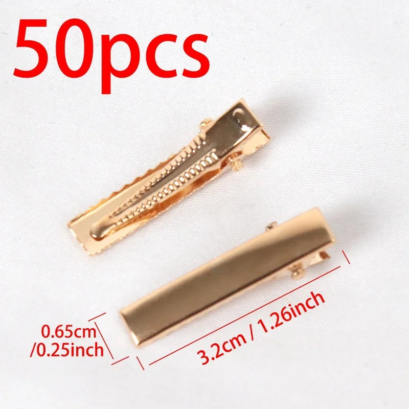 Hair Alligator Metal Clips Duckbill Blank Setting Base DIY Hairpins Qme 3.2cm 50pcs