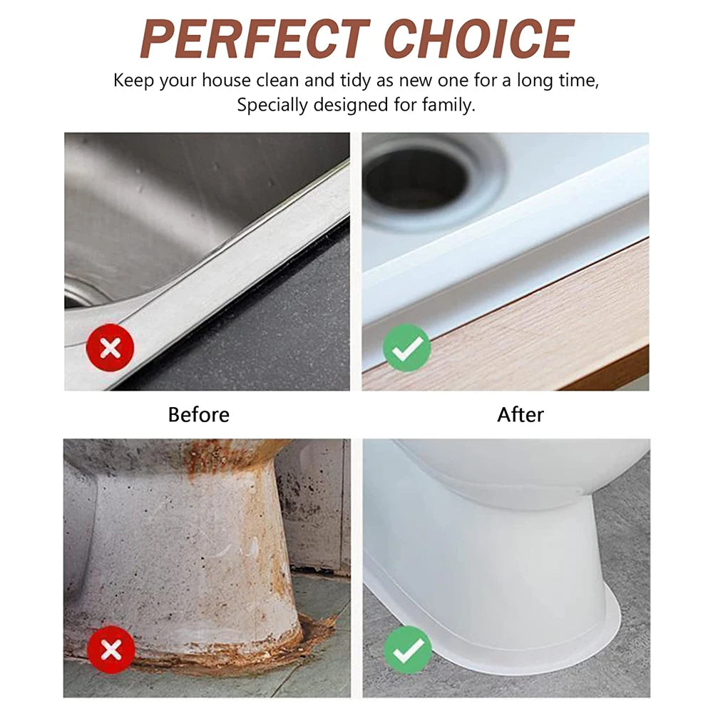 Bathroom Sealing Tape Self-adhesive Oil-Proof Kitchen Sink Caulk Seal Strip PVC Waterproof Shower Wall Sticker for Toilet Corner Qme