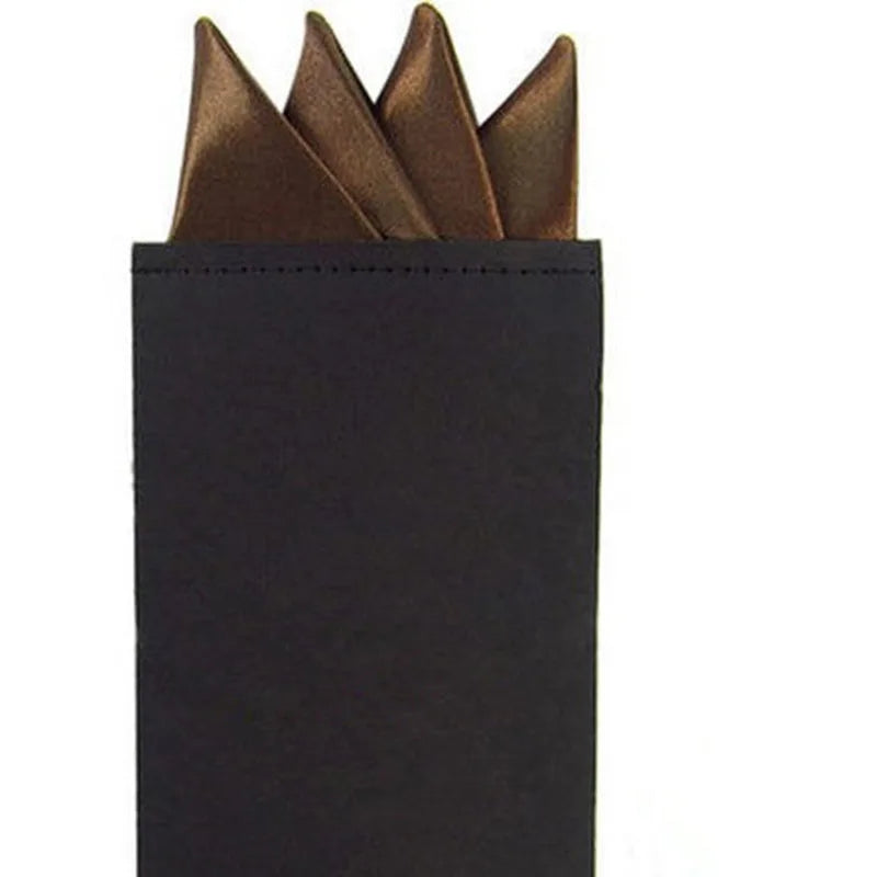 Men's Pre-folded Pocket Square Card Triangles Wedding Groom Party Qme Chocolate Color