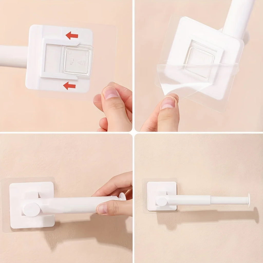 1pc L Shape Multifunctional Hooks, White Retractable Hat Rack, Wall Mounted Hat Organizer, Self Adhesive Cap Holder, Qme