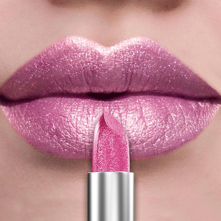 21Colors Bold Intense Glitter Shiny Metallic Lipstick Pearlescent Lip Qme 104