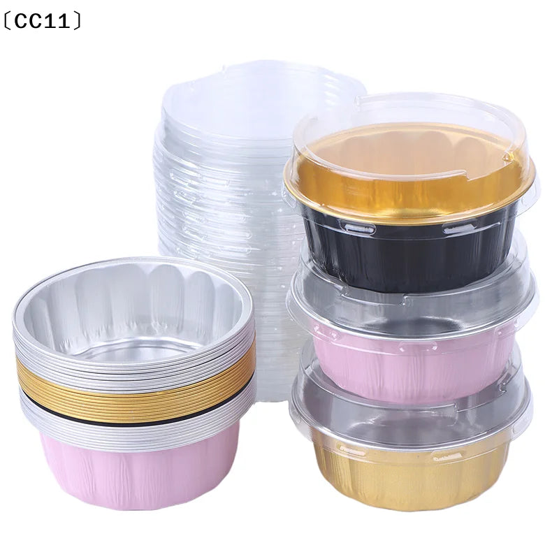 Aluminum Foil Cake Container Pans Liners Lids Heat-resistant Baking Qme