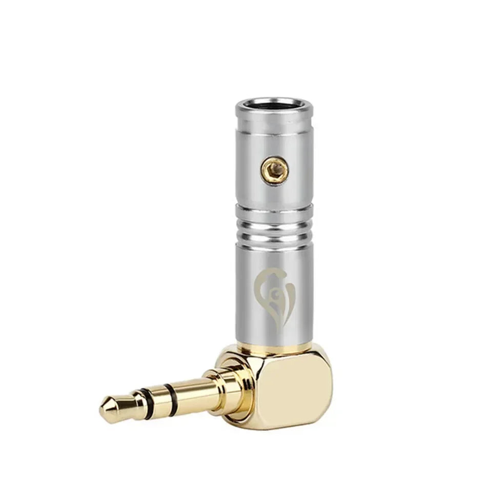 3.5mm Jack Earphone Plug Connectors Right Angle 3 Poles HiFi Headphone 90 Degree Audio Adapter Gold Plated Solder Black Silver Qme Silver