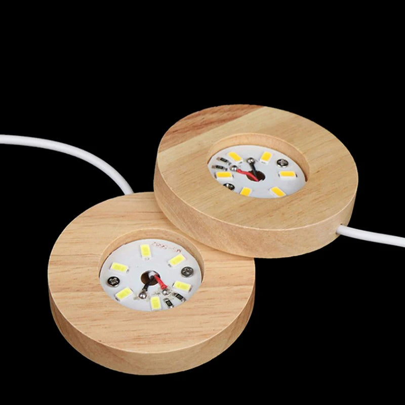 Wooden LED Light Dispaly Base Night Lamp Display Crystal Ball Wood Qme