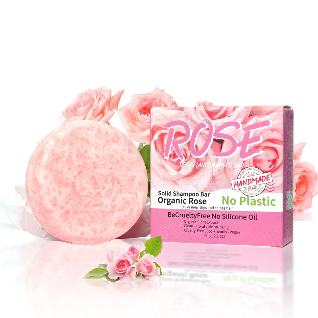 Pink Rose Shampoo Soap Essential Oil Handmade Nourishing Controlling Qme
