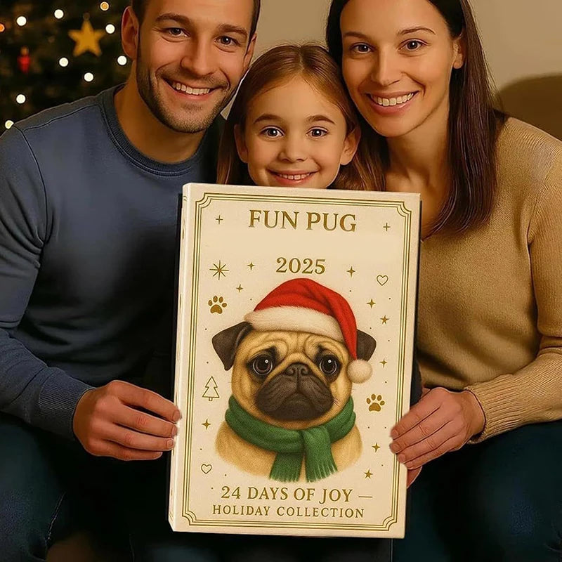 Pug Advent Calendar 2025 24 Days Christmas Cute Dog Hanging Ornaments Qme