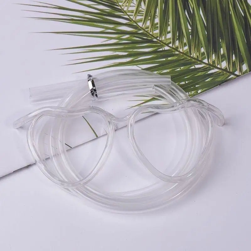 Funny Straw Glasses Flexible Drinking Tube Novelty Entertainment Qme 2 Transparent