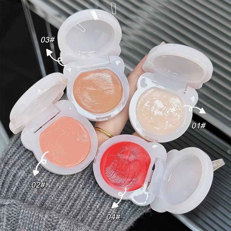 QIBEST Face Blush Hydrating Cream Beauty Girl Nude Makeup Natural Smudge Blush Palette Cheek Tint Highlighter Cosmetics Blusher Qme