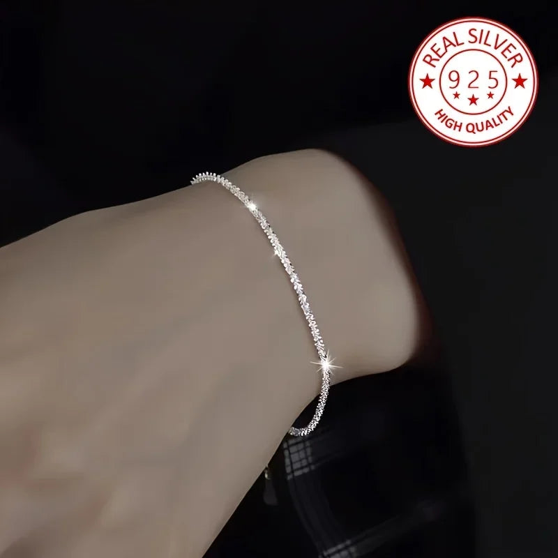 Luxury 2pcs Set 925 Sterling Silver Charms Bracelets Necklaces Jewelry Set for Women Lady Designer Jewelry Wedding Party Gifts Qme
