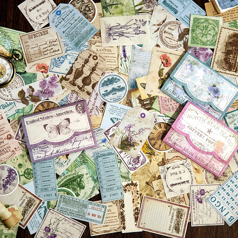 6 Styles 30 Sheets/pack Handbook Small Device Decoration Material Vintage Aesthetic Envelope Notebook DIY Collage Qme