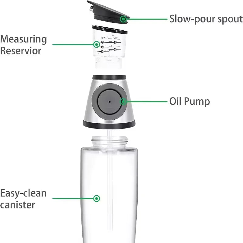Press Measuring Oil Dispenser Glass Bottle Quantitative Pour Oil Cruet No Drip Oil Container For Kitchen Cooking Olive Oil Vineg Qme