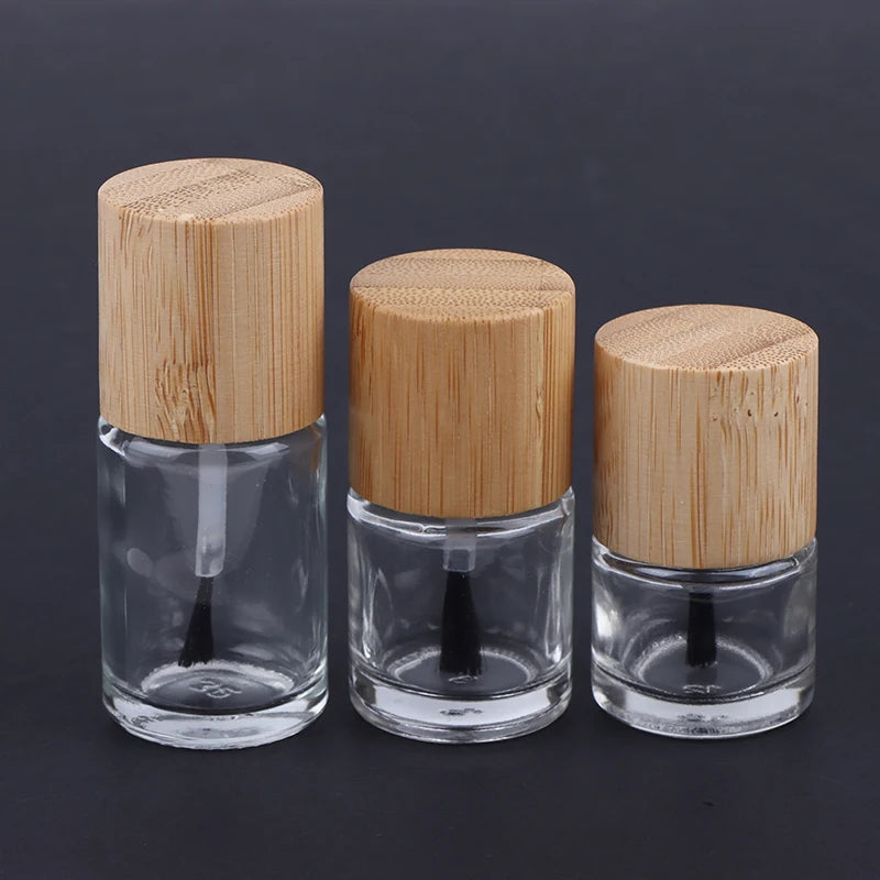 Hair Brush Nail Glue Bottle Solid Wood Bamboo Cover Oil Container Qme