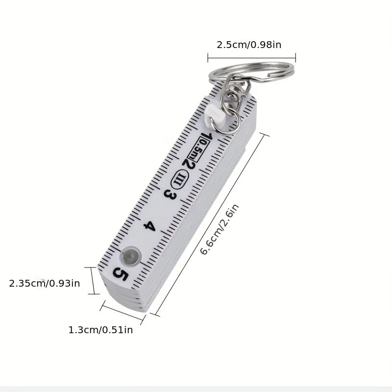 Mini Folding Ruler Keychain Portable Plastic Measuring Tape Qme