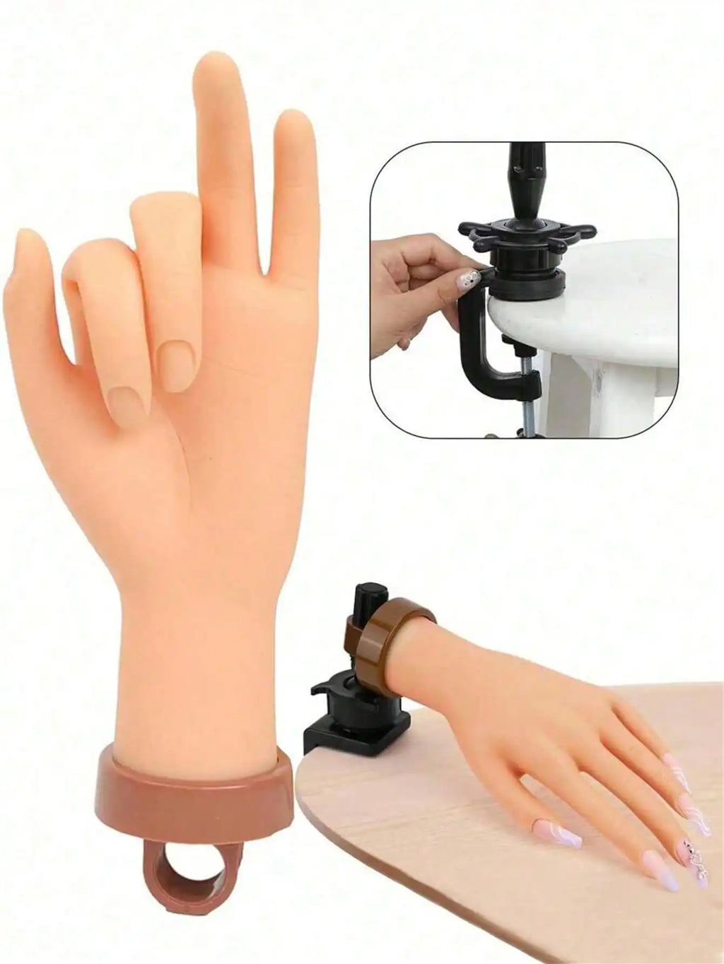 Nail Art Beginners Practice Fake Hand Models Insertable Plates Qme