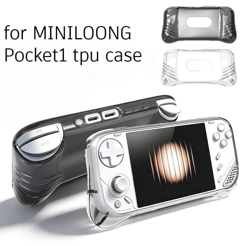 Transparent TPU Protective Case For MiniLoong Pocket 1 Handheld Game Console Ergonomic Grip Shell Protector Game Accessories Qme
