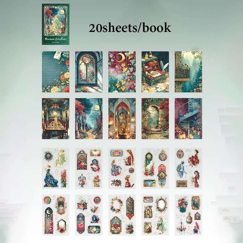 Magic Fairy Tale Sticker Book for Decor & Collage, Multiple Elements for Various Journal Styles, Ideal for Craft Lovers Qme C