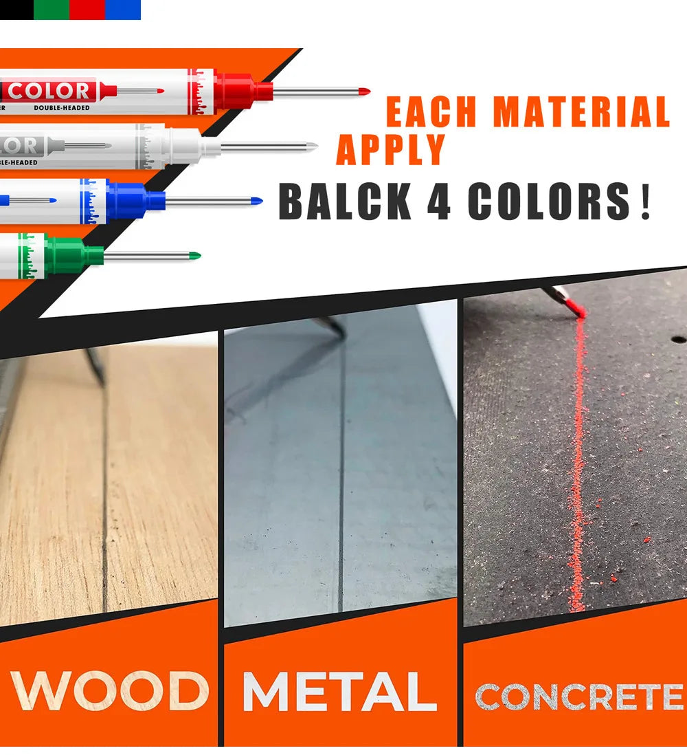 Multi-Purpose Double Tips 21mm Deep Hole Long Head Nib Art Markers, For Bathroom Waterproof Woodworking Decoration Qme