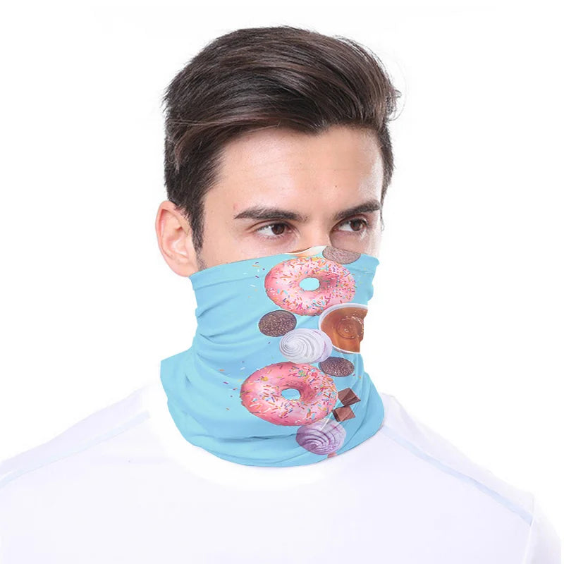 Food Donut Headscarf Fun Printing Women's Hijab Scarf Summer Neck Qme
