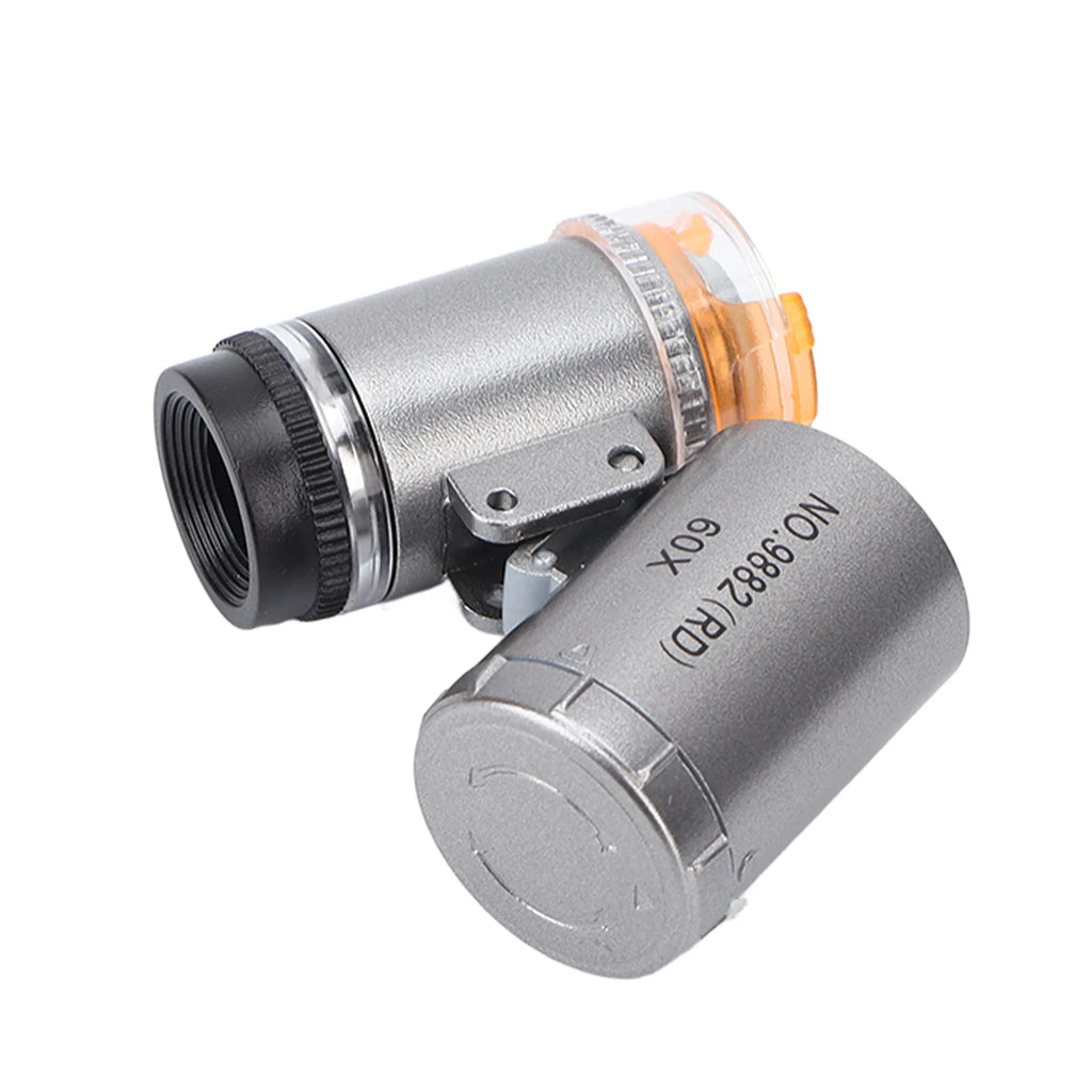 Mini Microscope 2 LED Lights 60X Magnification Widely Used ABS Acrylic Microscope for Antique for Jewelry for Currency Qme