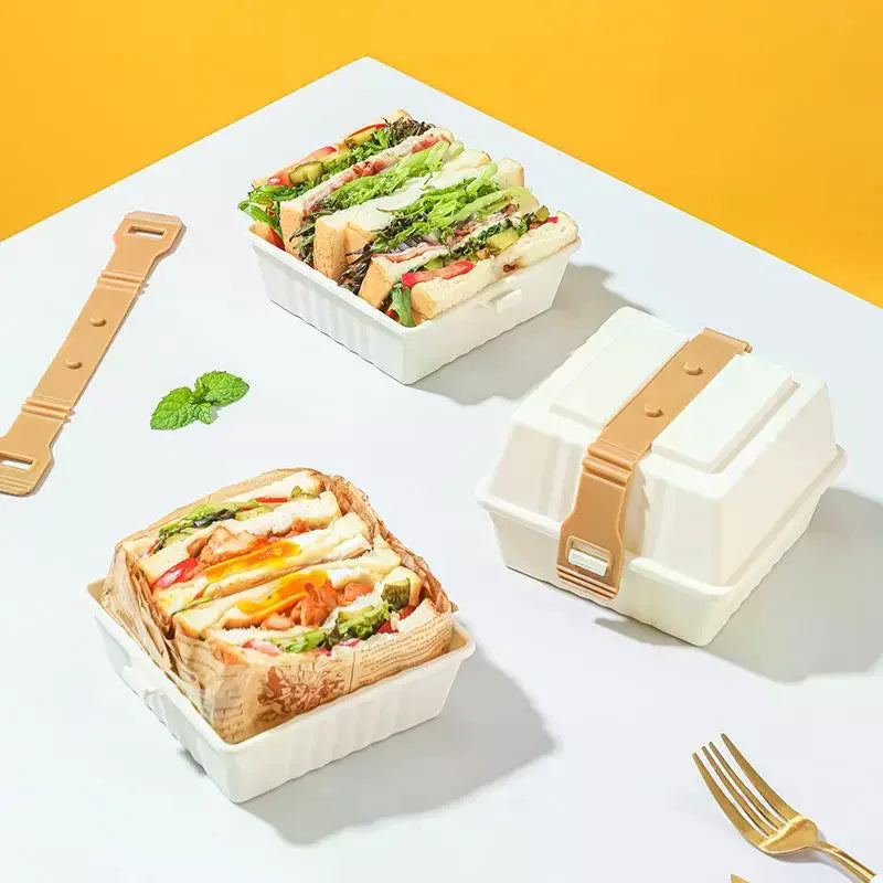Premium Lunch Boxes With Sturdy Strap For Easy Grip Sandwiches & Burger Food Containers For Holiday Picnics Kitchen Storage Box Qme