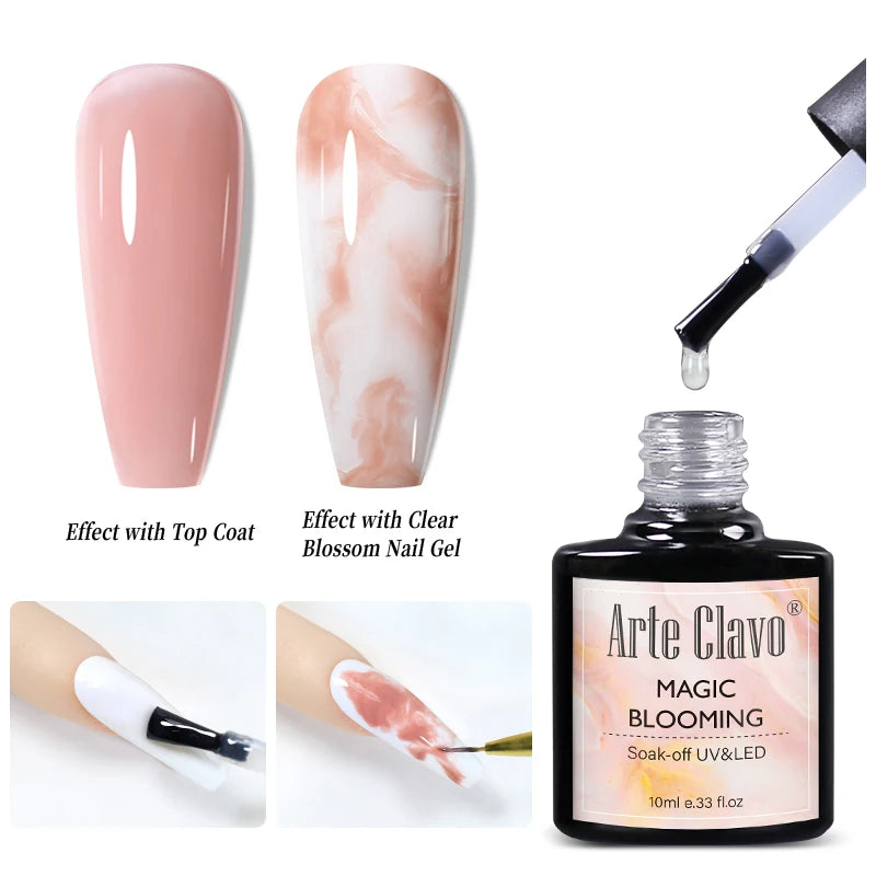 Arte Clavo Blossoming Gel Polish Nail Art Transparent Watercolor Qme