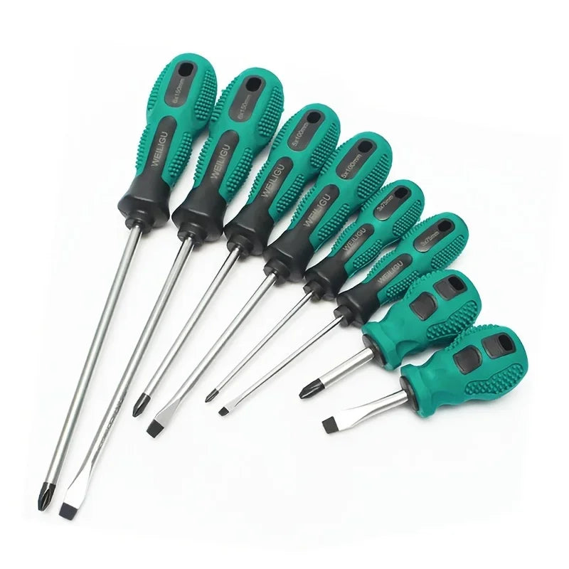 Magnetic Screwdriver Slotted/Flat Head And 3mm-6mm Phillips Tips Screwdriver Non-Slip For Repair Improvement Craf Length 3 "- 4" Qme