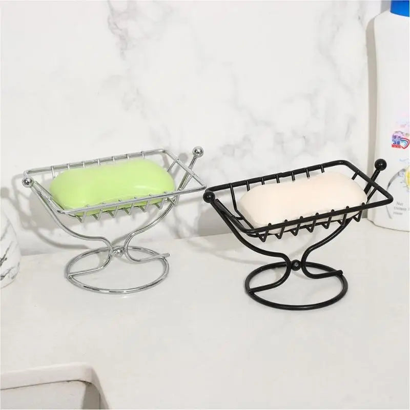 Square Metal Soap Dish Holder Rustproof Wire Rack Creative Draining Qme