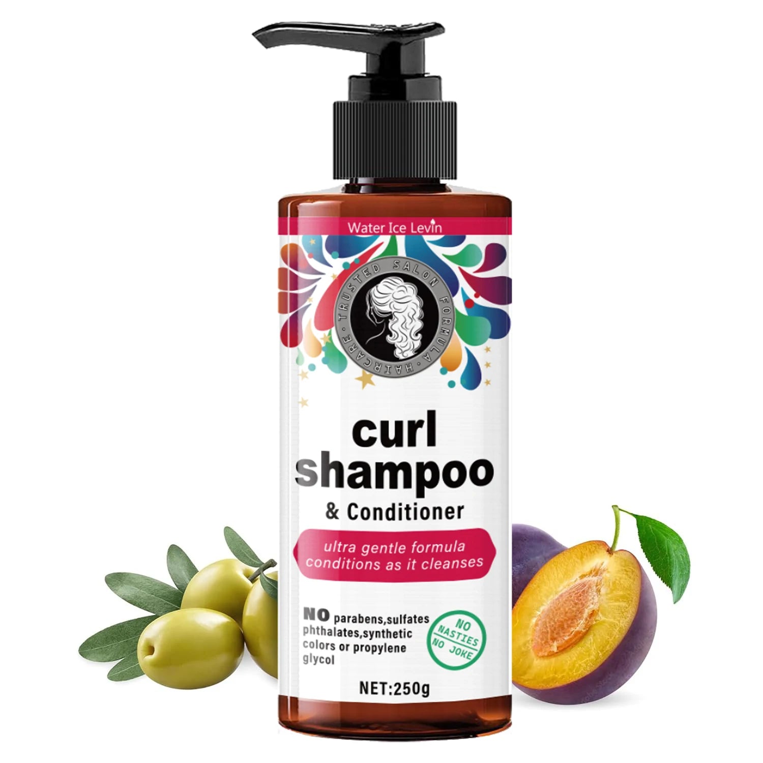 250g Curly Hair Shampoo and Conditioner - Ultra Gentle, Moisturizing Formula, Suitable for Voluminous, Light, and Natural Hair, Promotes Vitality, Contains Glycerin, Unisex, for Normal Hair Types Qme