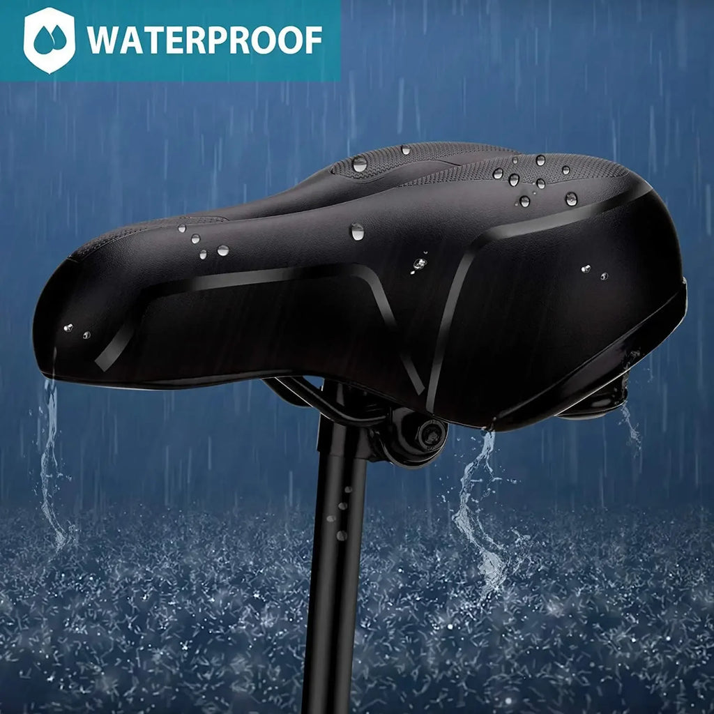 Wide Comfortable Bike Seat, Soft Bicycle Saddle Cushion with Taillight,Waterproof Bicycle Seat Cushion Memory Foam.Universal Fit Qme