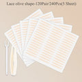 240Pcs Double Fold Eyelid Tape Sticker Lace Nature Clear Beige Stripe Self-adhesive Natural Eye Makeup Make Up With Tool New Qme Lace Olives 240Pcs