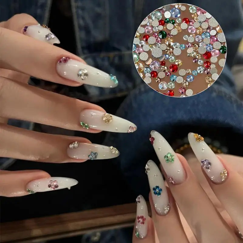 Glitter Glass Crystal Rhinestones Clear Flat Back Personalized Nail Qme
