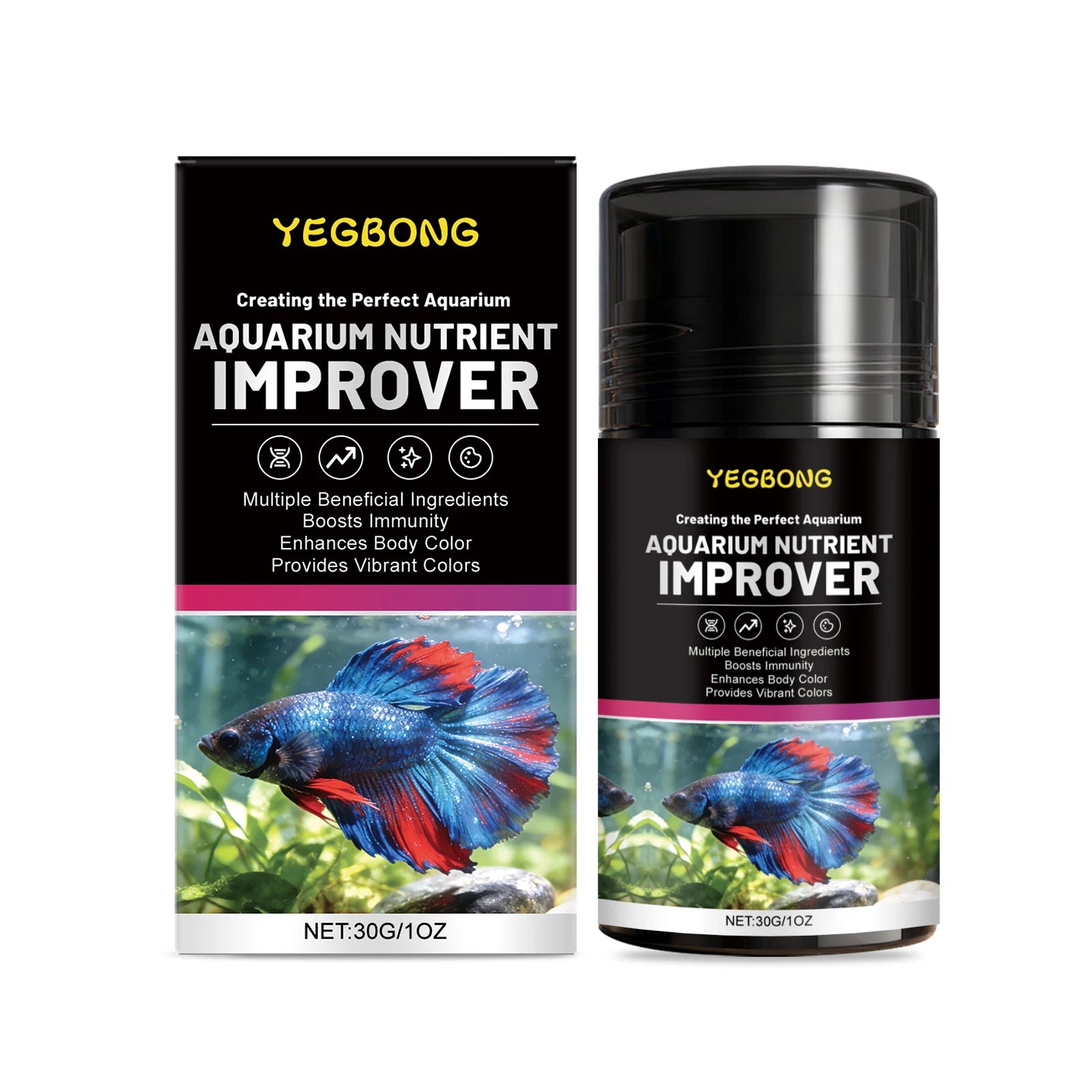 Aquarium Nutrient Improver Promoting Growth Supplement Natural Pigment Enhancing Color Boost Lmmunity Ornamental Fish Care Agent Qme 30g Boxed