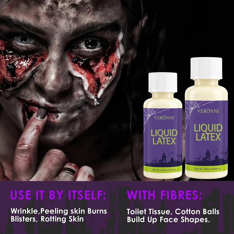 Liquid Latex SFX Makeup Realistic Fake Skin Scar Wounds Old Age Qme