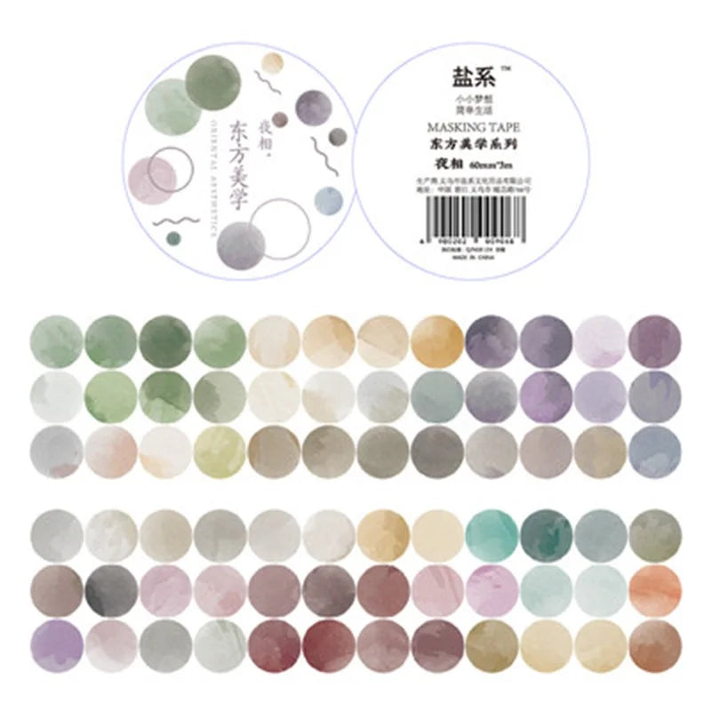 1 roll Watercolor Polka Dot Sticker Junk Journaling Accessories Scrapbooking DIY Color Label Washi Sticker Stationery Suit Qme D