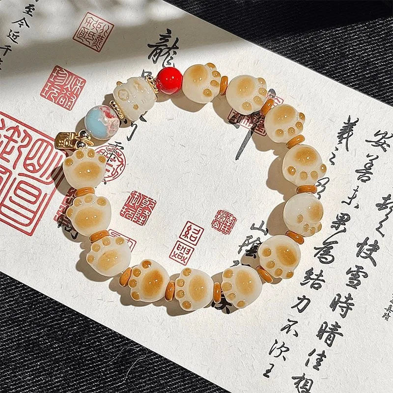 b31 Natural Rare Colored Bodhi Root Claw Bracelet Cute Soft and Cute Natural Handcarved Men Women's Bangle Factory Direct Sales Qme