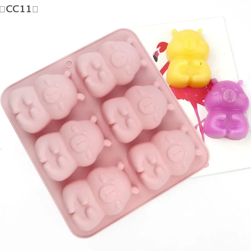 CC11 Kapibara Ice Tray Silicone Mold DIY Chocolate Biscuit Baking Qme