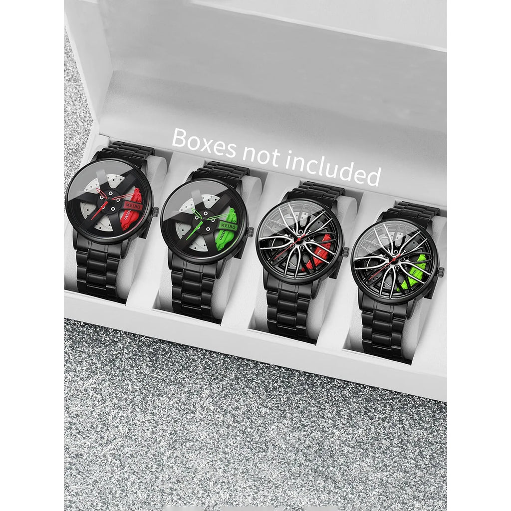 4-piece set of non mechanical wheels, trendy fully automatic quartz movement, men's watch, fashionable men's watch set Qme 4-piece set No