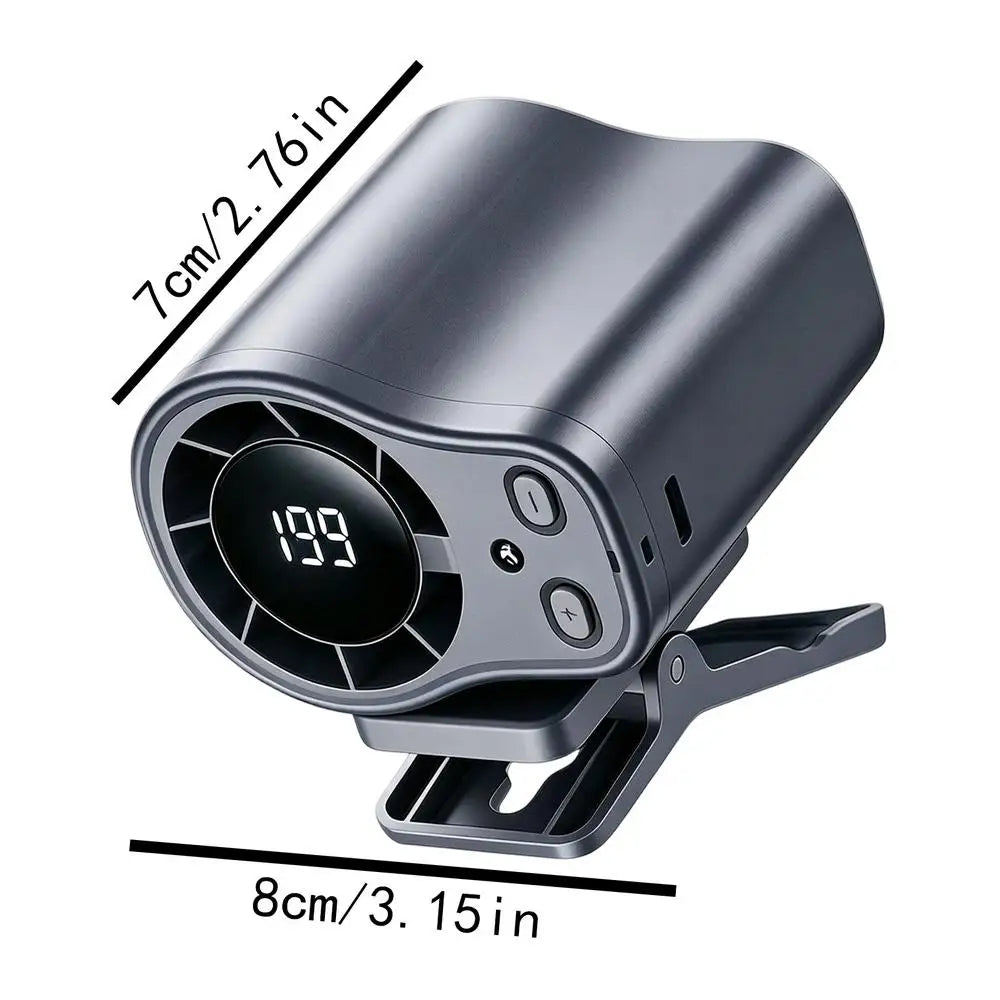 Travel Fan Clip On Low Noise LED Display Waist Clip Fan for Cycling Traveling Fishing Camping Beach Road Trip Jobsite Men Women Qme Gray