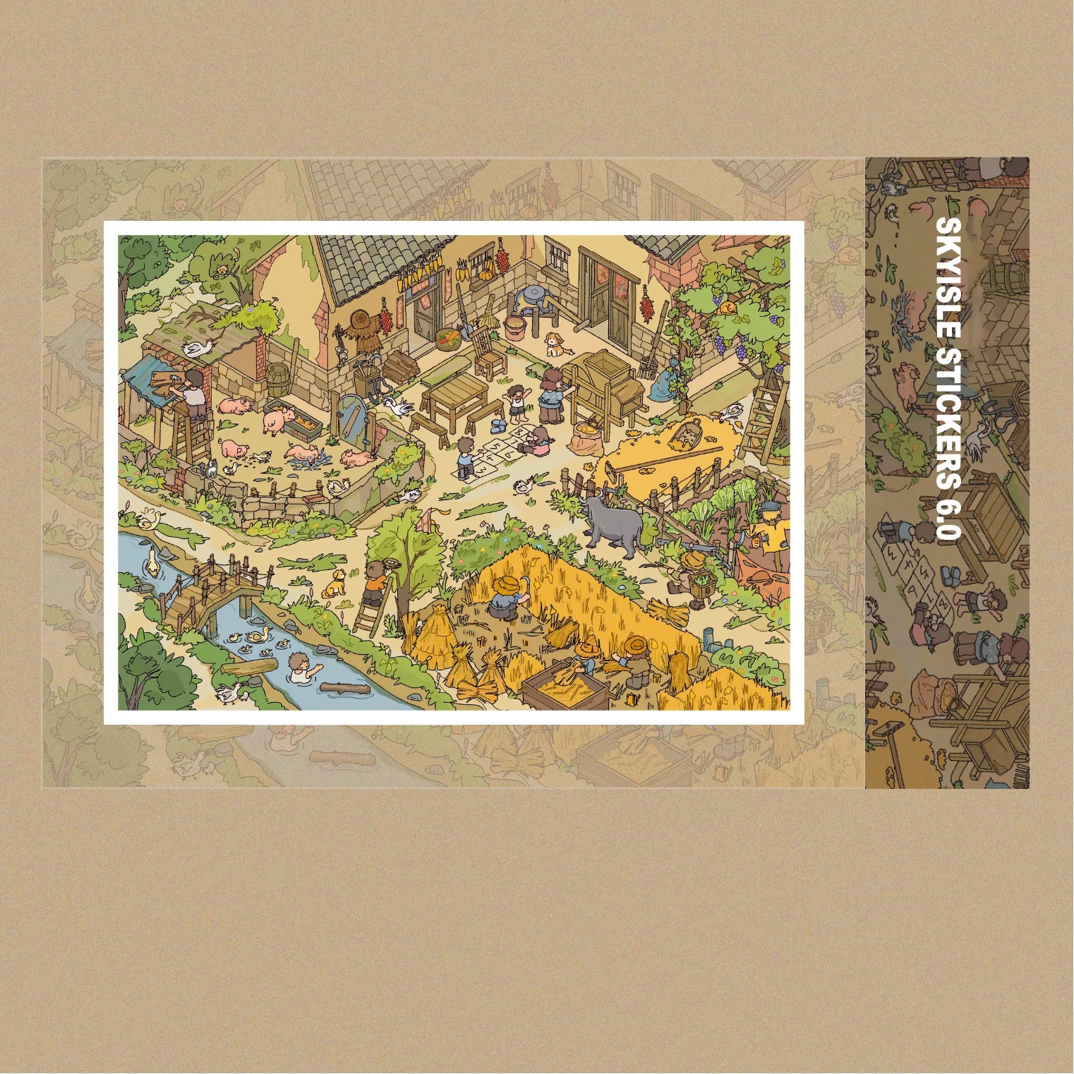 Sky Island Childhood Memories Series Miniature Scene Stickers Festival Collection Scrapbook Manual Stacking Aesthetics Stickers Qme