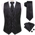 Men's Floral Vest & Tie Hanky Cufflinks Set – Formal Red Light Purple Black Jacquard Waistcoat for Weddings Events Party Gift Qme MJ-3577 XL