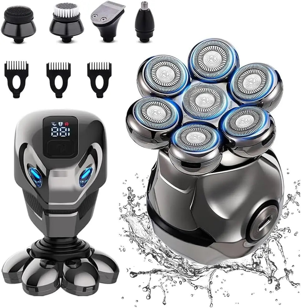 7D Head Electric Razor for Men, Multifunctional Bald Head Shaver Grooming Kit, Waterproof Type-C USB Rechargeable 6 in 1 Cordles Qme Default Title
