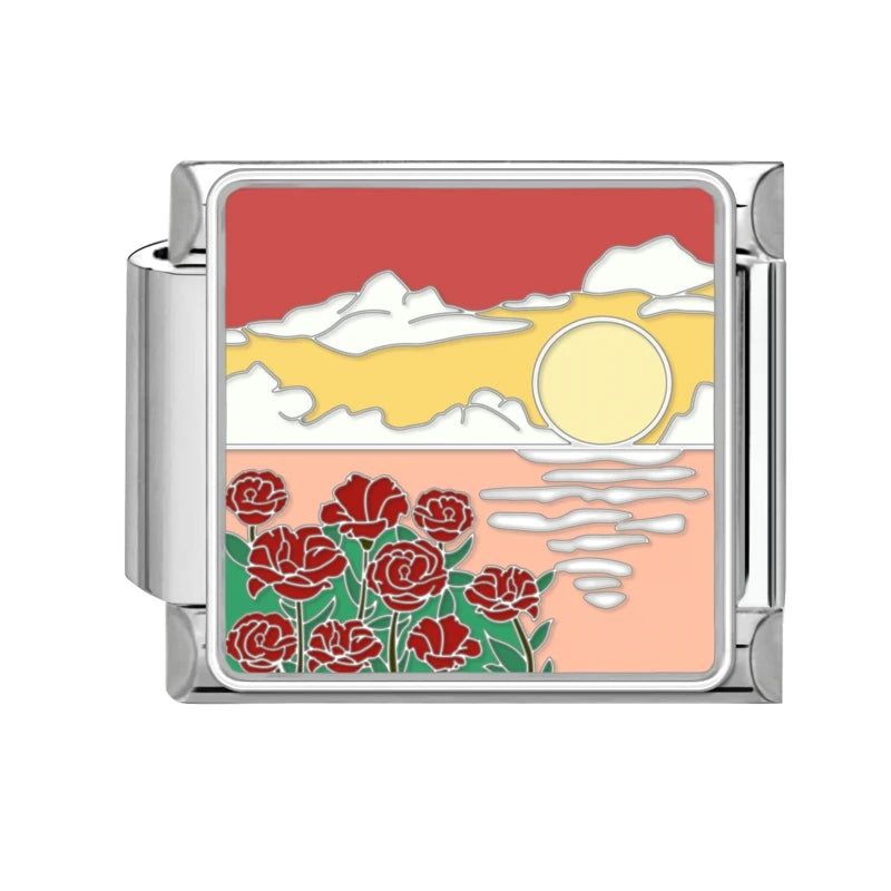 Y2K Colored Street View Flower Cute Cat Italian Charm Link Fit