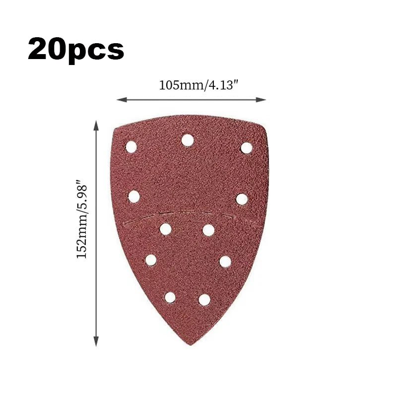 10/20/40 PCS 11Holes Mouse 40-240 Grits Paper Detail Sanding Sander Sander PSM Triangular Sandpaper Detail Multi Qme 20pcs 60