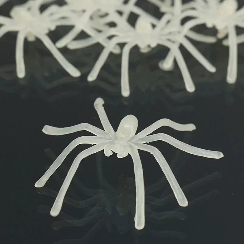 10Pcs Party DIY Decoration Halloween Luminous Rubber Fake Spider Plastic Figure Prank Funny Toy Home Halloween Party Decor Gift Qme B 10Pcs