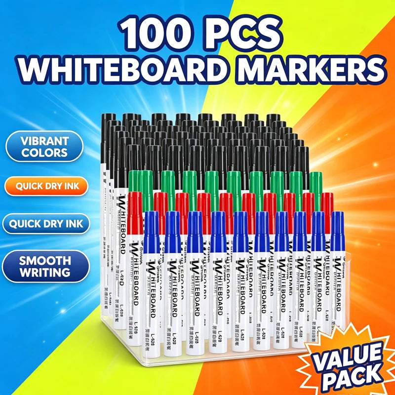 1/20/100Pcs Erasable Whiteboard Marker Pen Blackboard Marker for Classroom Glass Office School Stationery White Board Marker Qme