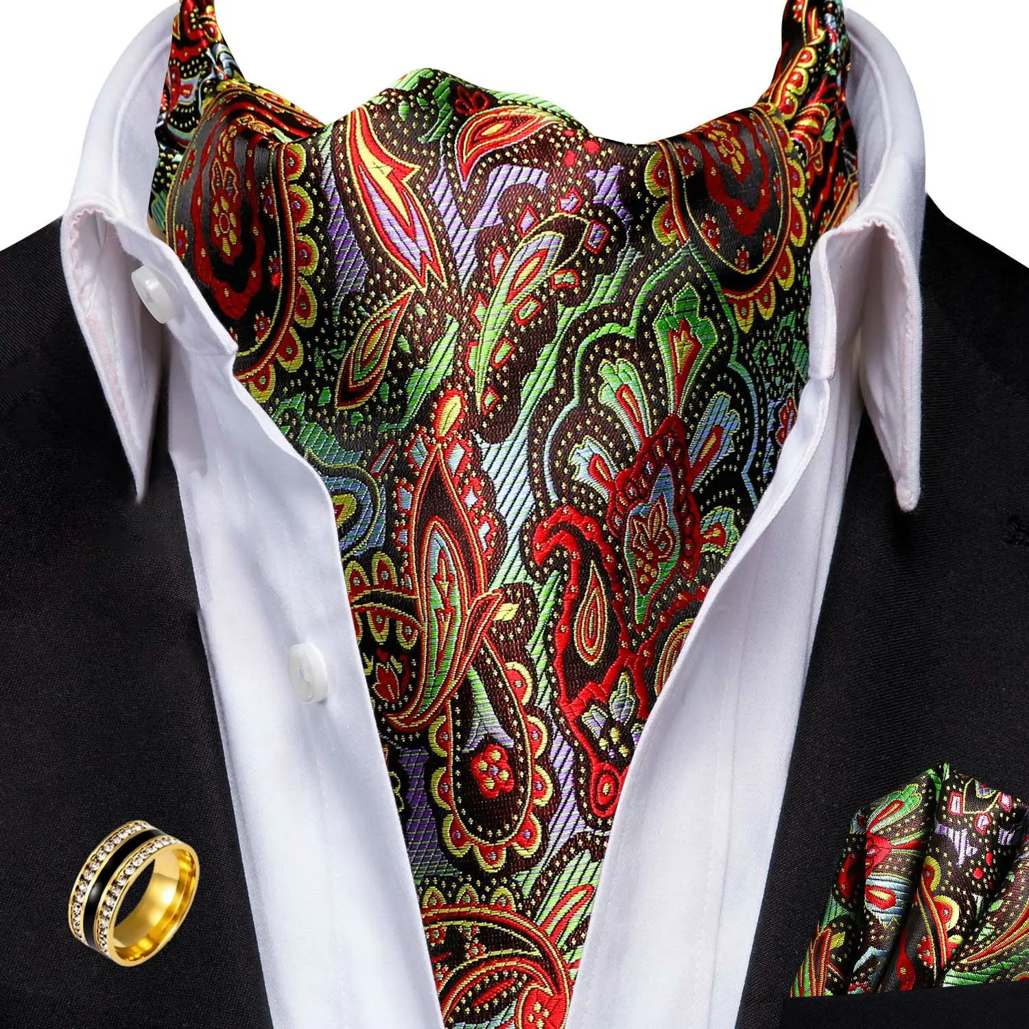 Ascot Tie Classic Cravat Pocket Square Decorative Ring Fashion Men's Qme AS-1077-JZ0020